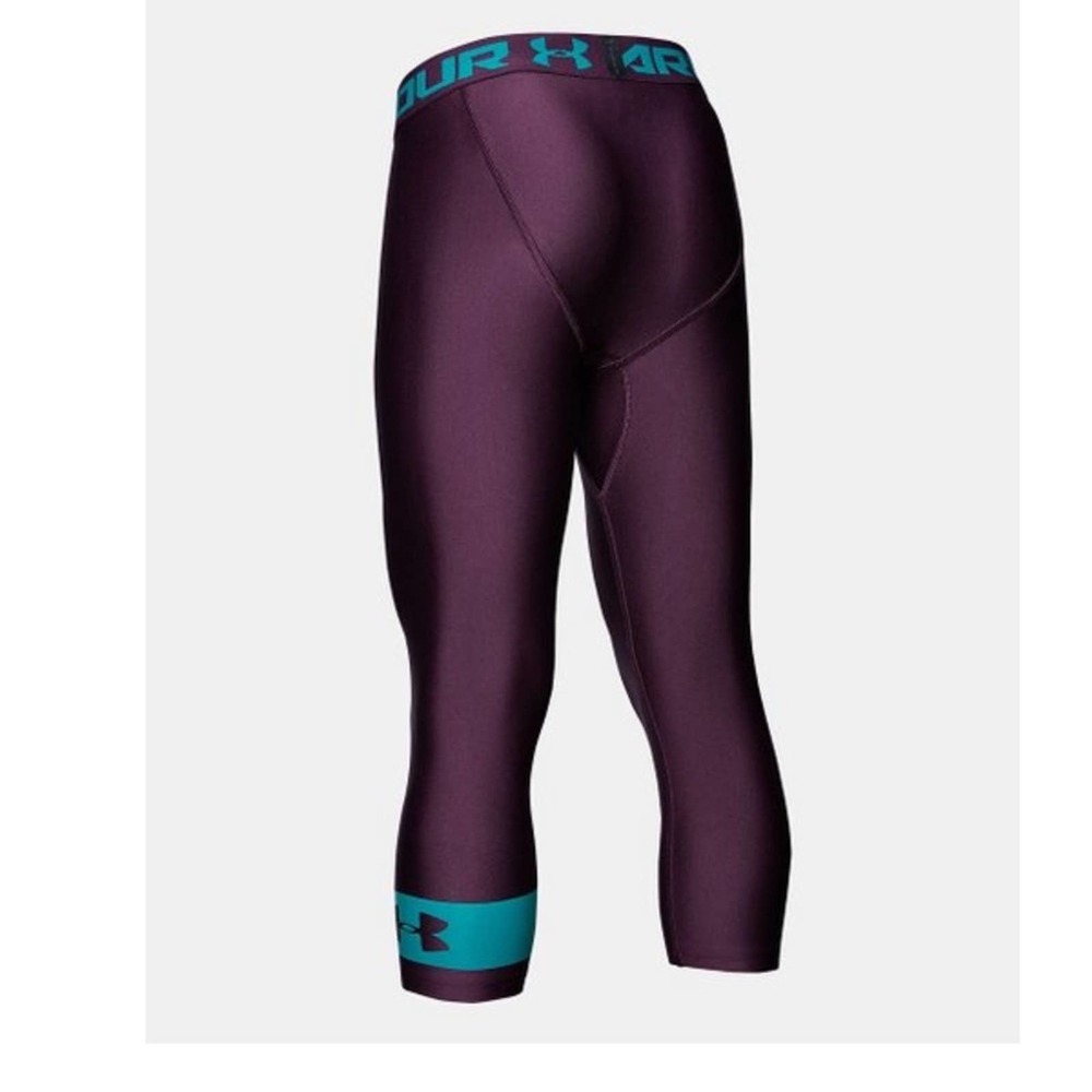 0357 NEW Under Armour Leggings Kinetic Purple Three-Quarter Leggings - Picture 2 of 12